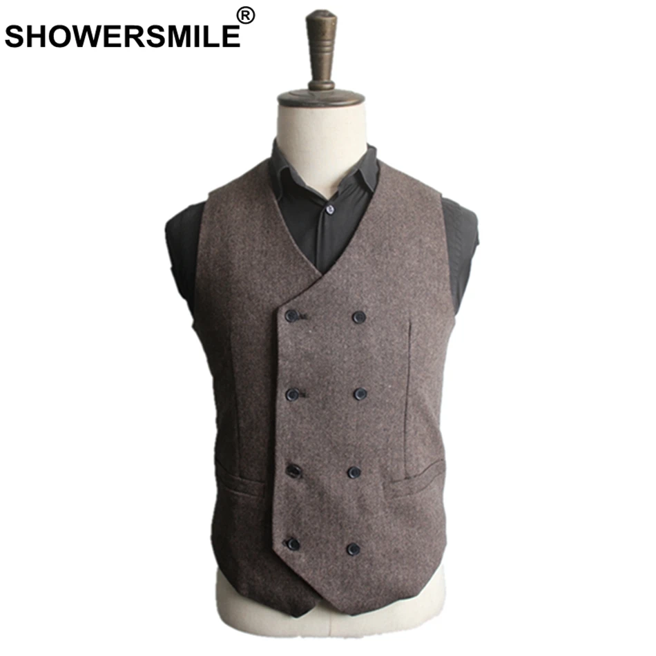 Buy SHOWERSMILE Mens Tweed Vest Wool Male Suit Vest