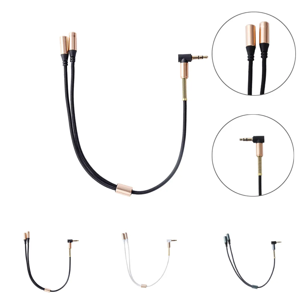 

New Music Ears Portable Light Microphone Sports 3.5mm 1 To 2 Dual Y Splitter Cable Adapter Earphone Head-phones Jack Handsfree
