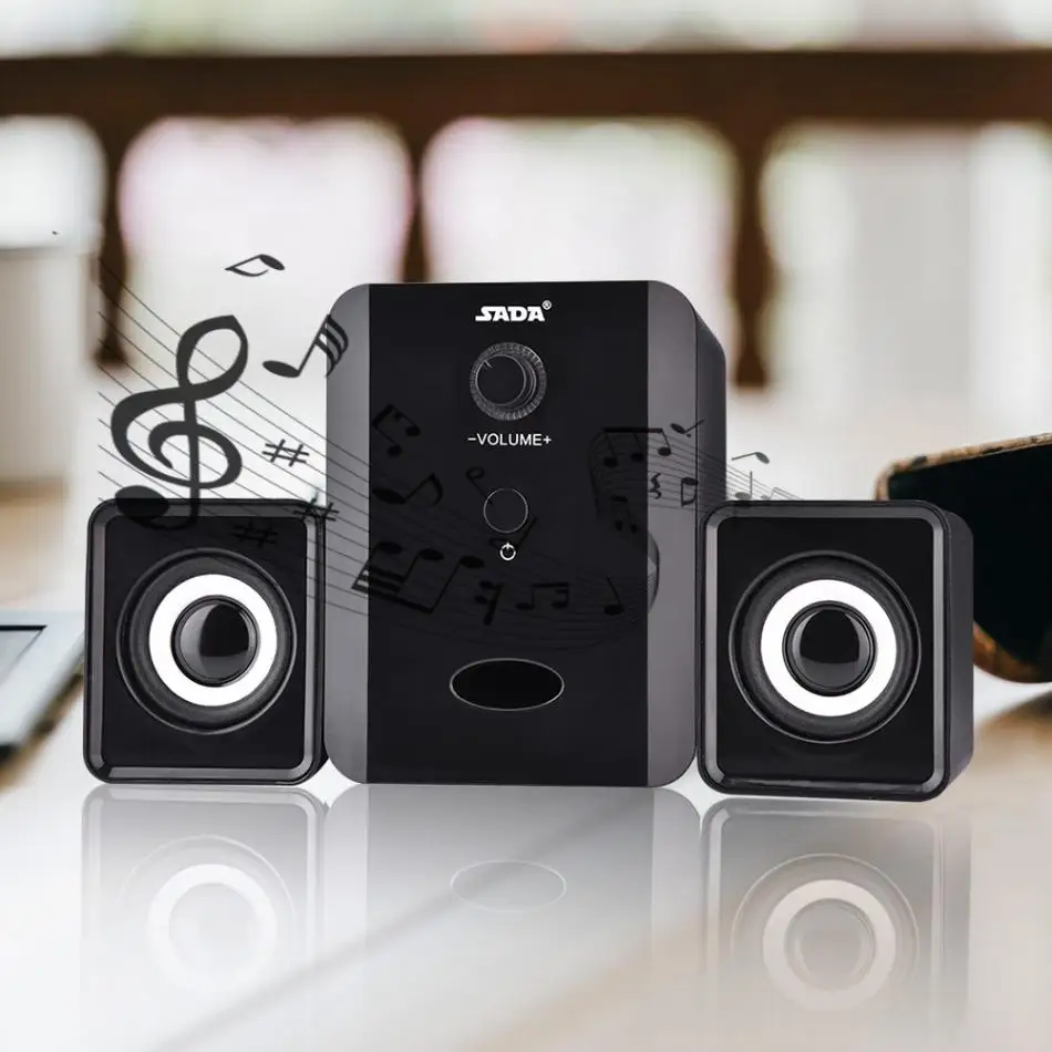 SADA D 201 Speaker Mini USB Wired Combination Speaker Bass Stereo Music Player Subwoofer Speaker