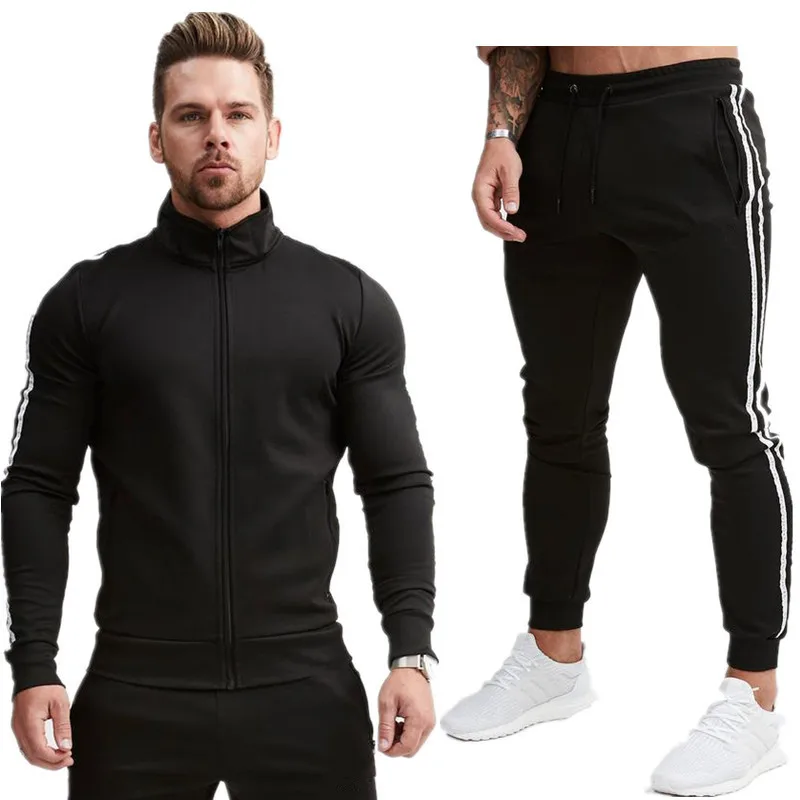 2018 High quality Fashion Gyms fitness New Men's Sets Sportswear