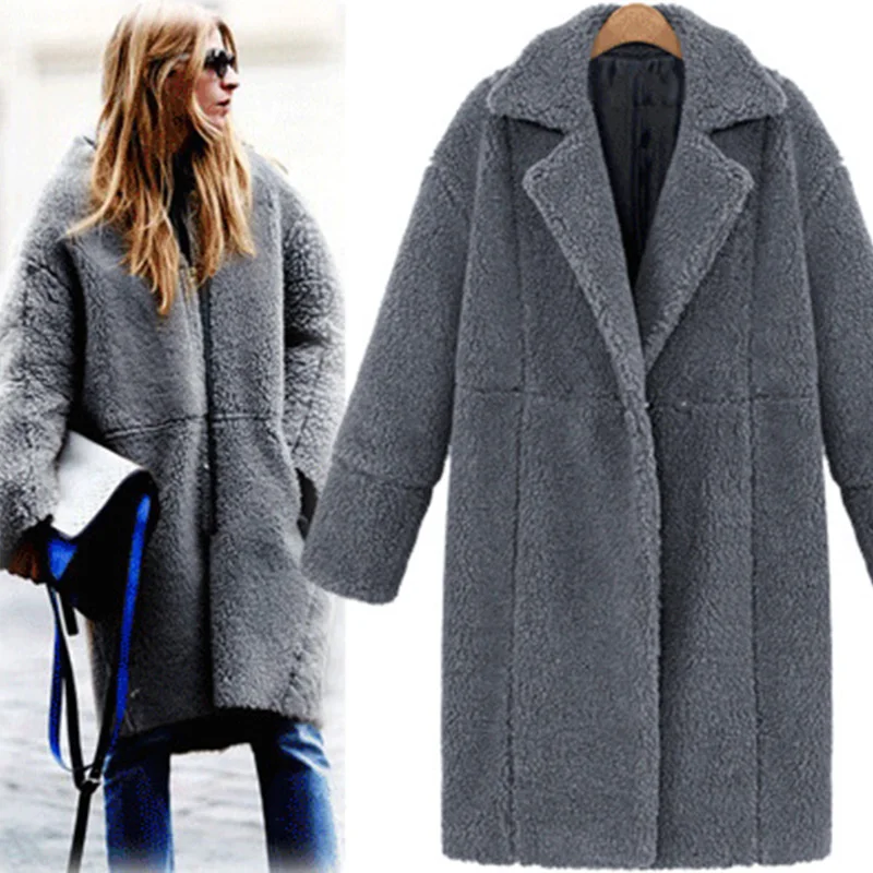 Женское осенне-зимнее шерстяное пальто с длинным рукавом и отложным воротником на молнии с карманами, однотонное повседневное теплое длинное пальто для женщин