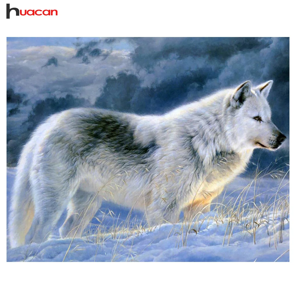 

Diamond Embroidery Wolf Picture of Resin 5D Full Square Diamond Painting Cross Stitch Needlework Handmade Craft Snow Around