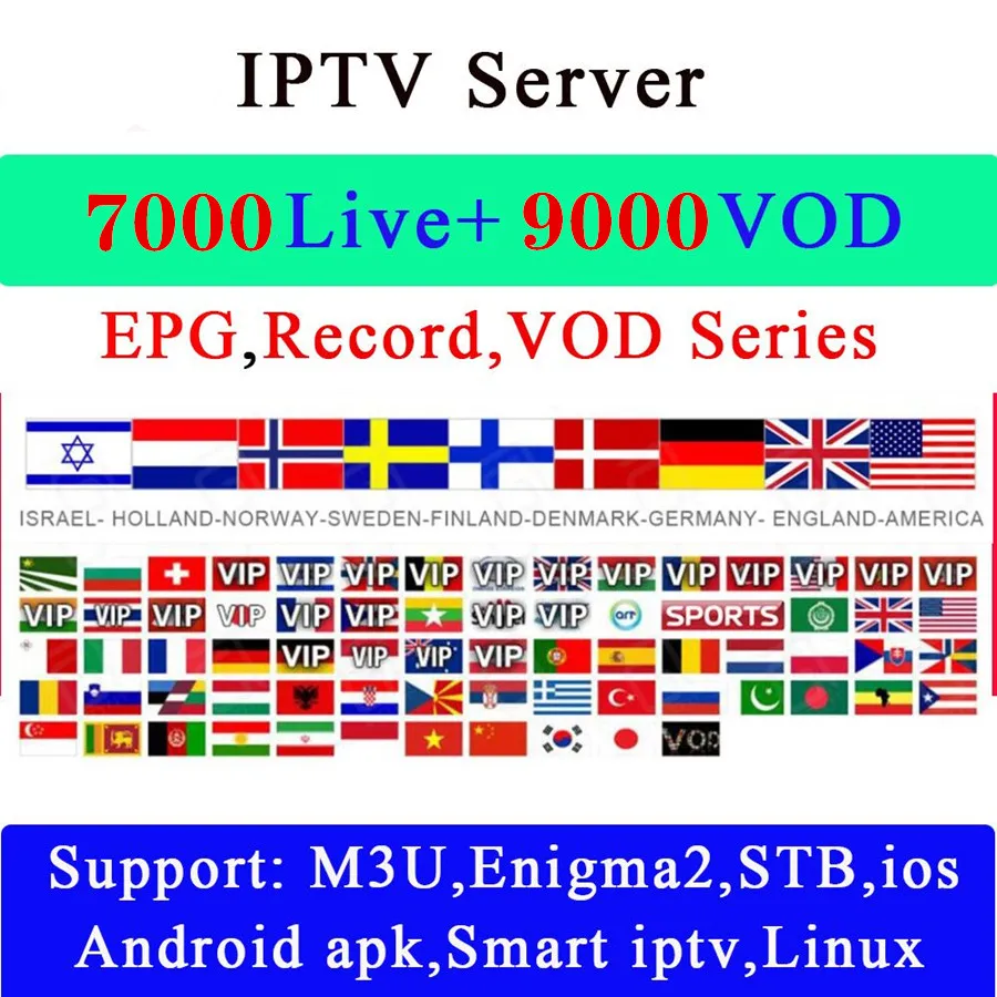 

Hot Sale Iptv Subscription 1 Year Full HD Portugal Germany Channels Iptv Spain m3u Include VOD Work for Android Tv box Smart TV