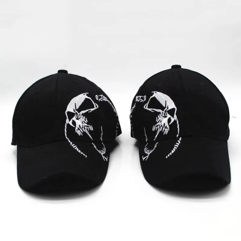 High Quality Skull Embroidery Fashion Cap Cotton Baseball Cap Outdoor Hip Hop Hat Sports Cap For Men Women- Left right