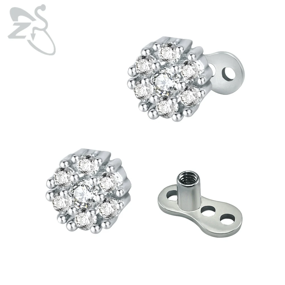 Buy Crystal Round Shape Dermal Anchor Piercings