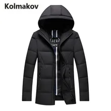 KOLMAKOV 2017 new winter high quality men’s hooded solid color down jacket warm parkas,90% white duck down coats men.size L-5XL.