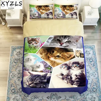 

XYZLS Cute Cat Queen Cotton Bedding Set Persian Cat Cute Pet Twin Full King Bedclothes Double Duvet Cover Sets Cats Bed Linings