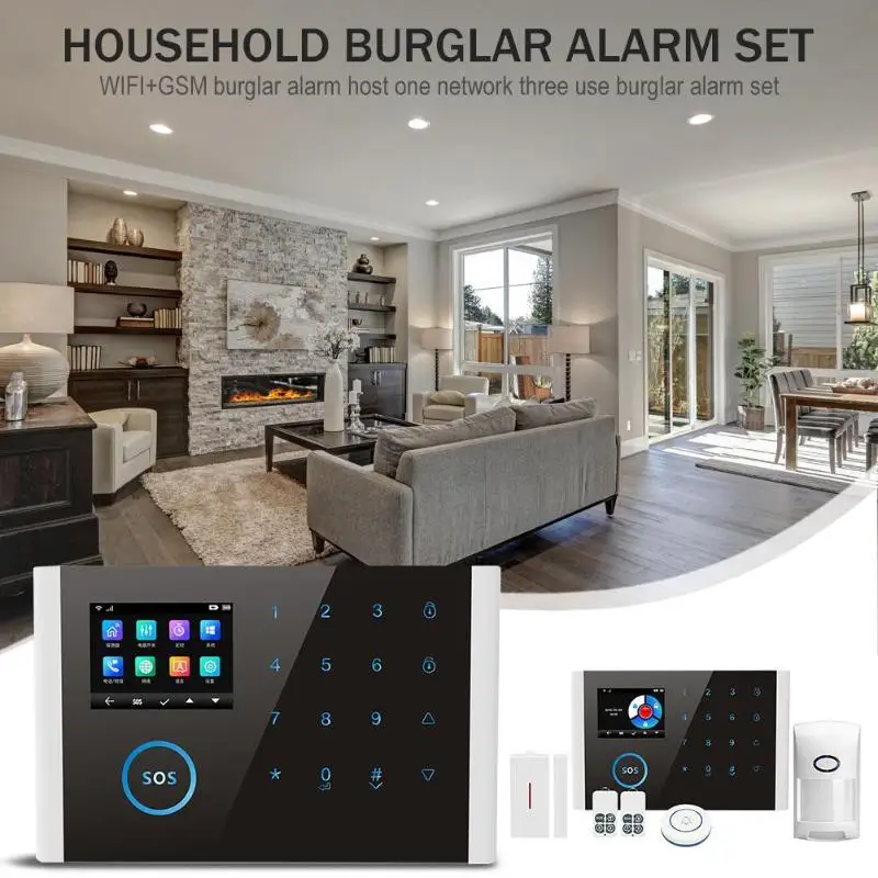 

Home Burglar Security LCD Touch Keyboard WIFI GSM Alarm System Sensor Kit Using 2.4 inch TFT color screen and touch operation