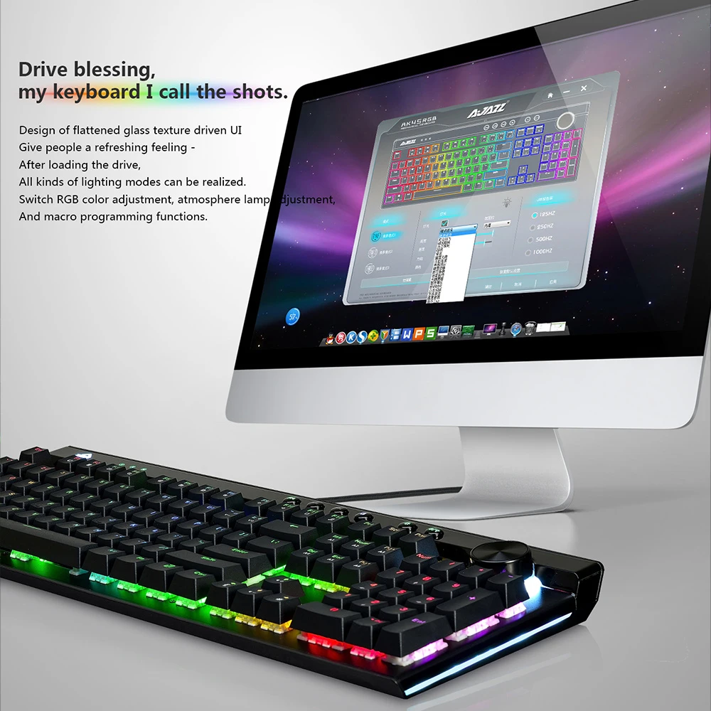  Ajazz AK45 111 Keys RGB Mechanical Keyboard Gaming Box Ergonomic Arc With Dual-mode Knob and Wrist 