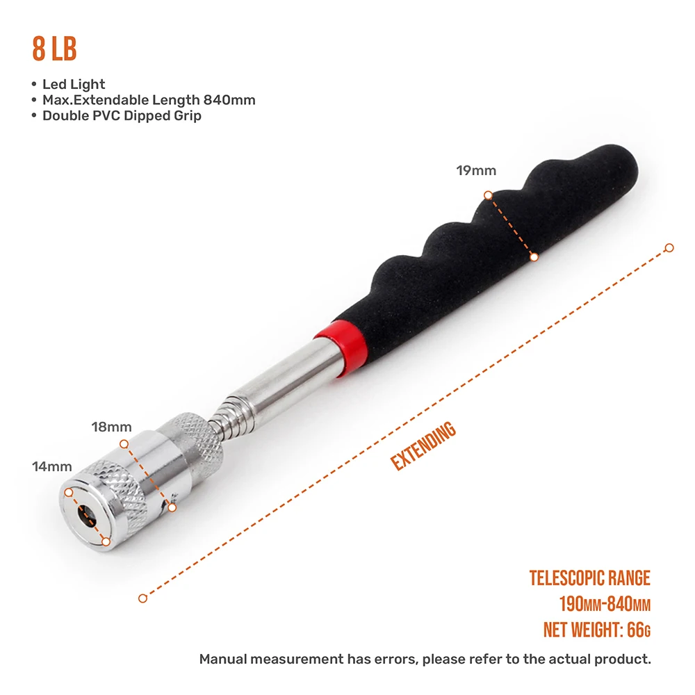 TEKTER TK0010 8 LB гибкий сверхмощный Магнитный Телескопический магнит магнитный захват пикапа инструмент 510 мм Выдвижная длинная ручка