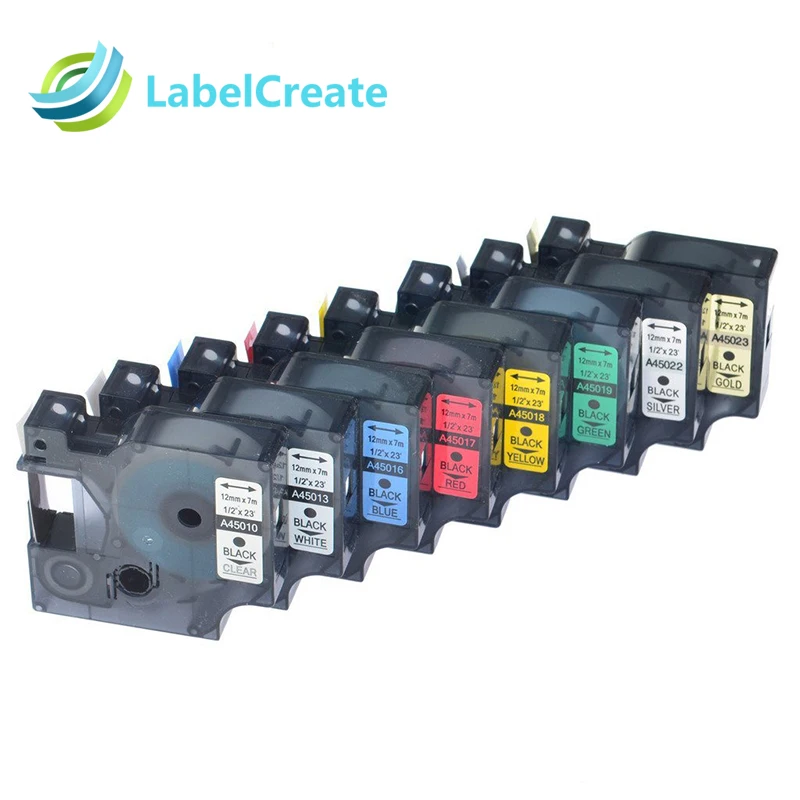 

Airmall 8 Pack/lot Compatible DYMO D1 Label Tapes 12mm Compatible Dymo D1 45010 45013 45016 45017 45018 45019 45022 45023