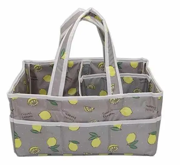 Новый оранжевый принт портативный из парусины детские пеленки caddy tote сумка органайзер для малышей корзина складная пеленка для