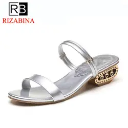 RizaBina 4 цвета пикантные женские босоножки на высоком каблуке с открытым носком из металла Цвет золото пятки тапочки пляжный отдых Женская