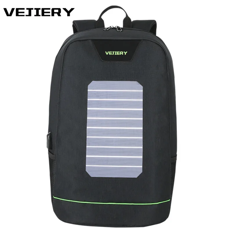 

VEJIERY 2018 Solar Energy Men Backpack for 15.6 Inch Laptop USB Charge Backpack Large Capacity Stundet Backpack Water Repellent