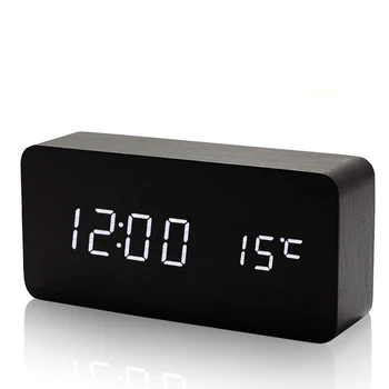 

Creative Wooden Digital Alarm Clock Digital Led Table Talking Wood Night Electronic Desk Clock Kids Light Clock Travel Alarm Z02