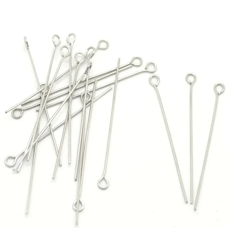 

200PCS Silver Tone Stainless Steel Eye Pins 4cm(21 Gauge)