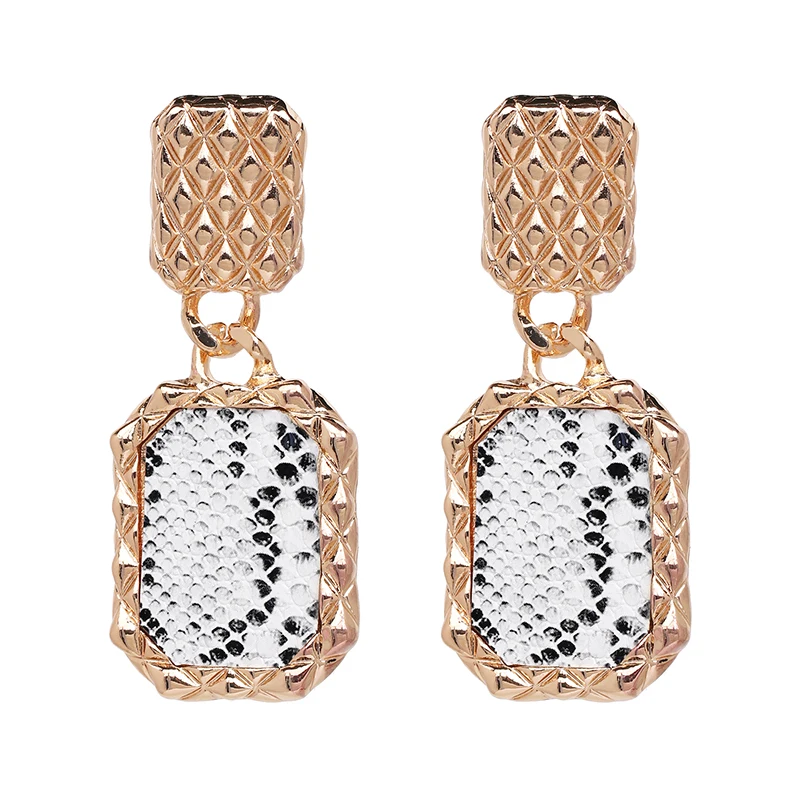 Винтажные висячие серьги FASHIONSNOOPS из змеиной кожи для женщин большие эффектные