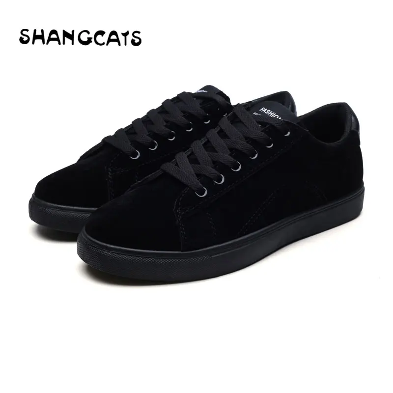 Мужские кроссовки SHANGCATS черные повседневные на вулканизированной подошве с