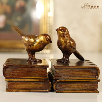

Bookcase study ornaments retro bird Bookends bookshelf Home Furnishing Decor Bookends Book American utility