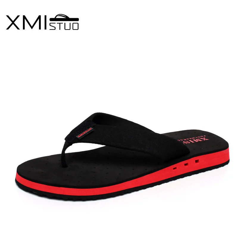 XMISTUO Brand Men's Breathable Slippers Male Beach Flip Flops Non Slip Outdoor Low heels Flat
