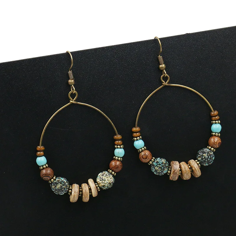 

retro fashion drop earrings square circular assembly long golden earrings 2018 design exaggerated geometry and collars
