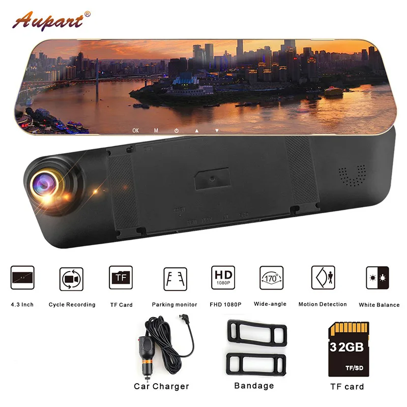 DVR Mirror rear view car camera dash cam Registrar HD Car DVRS 1080P Dashcam Video driving recorder 4.3'' dual lens rearview DVR Mirror rear view car camera dash cam Registrar HD Car DVRS 1080P Dashcam Video driving recorder 4.3'' dual lens rearview