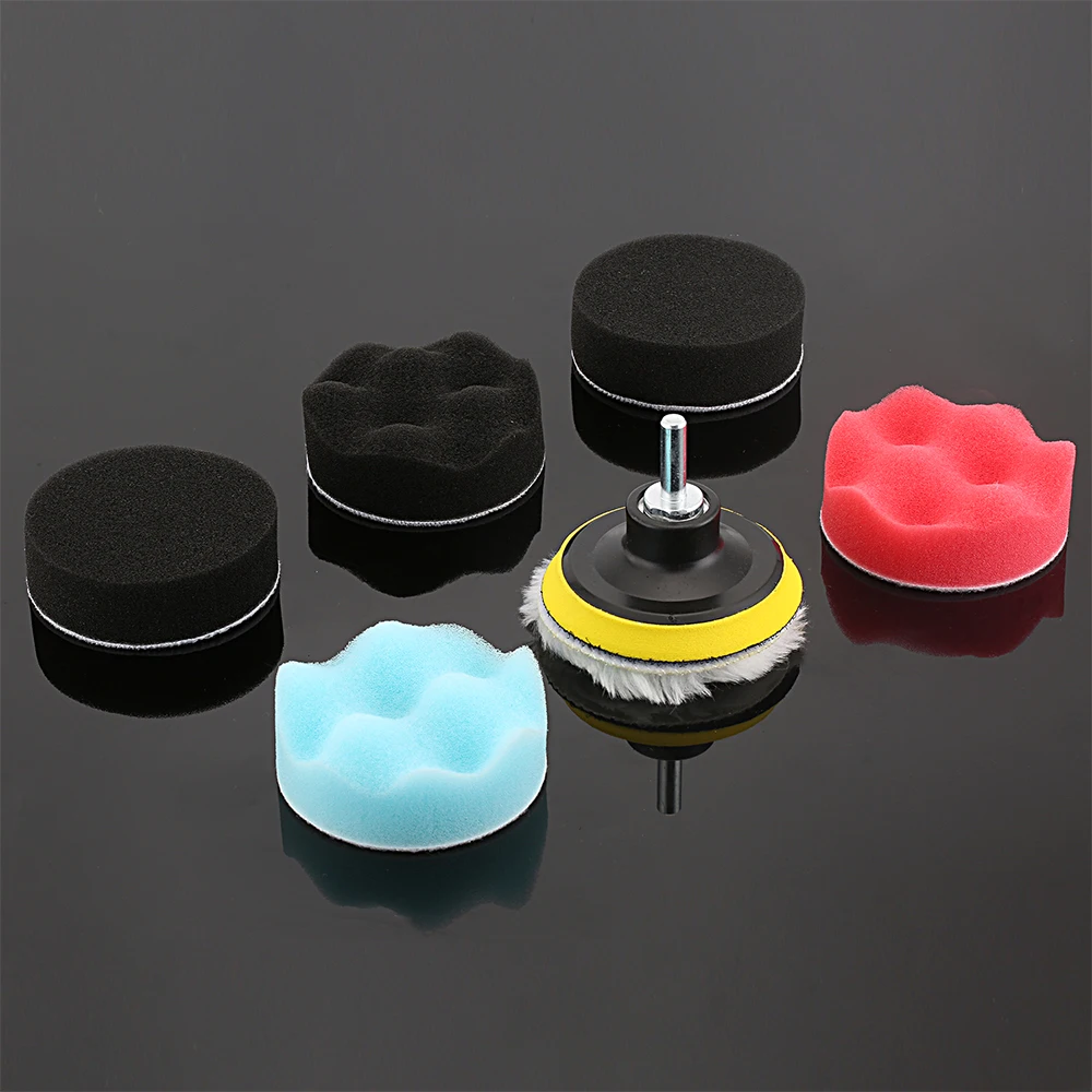 

7pcs 3inch Car Washing Tools Buffing Pad Kit for Auto Car Polishing Wheel Kit Buffer With Drill Adapter Car Removes Scratches