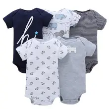 Комплект одежды для маленьких мальчиков и девочек, набор комбинезончиков для детей Bebes, мягкий хлопковый комбинезон с короткими рукавами, комплект из 5 предметов для малышей