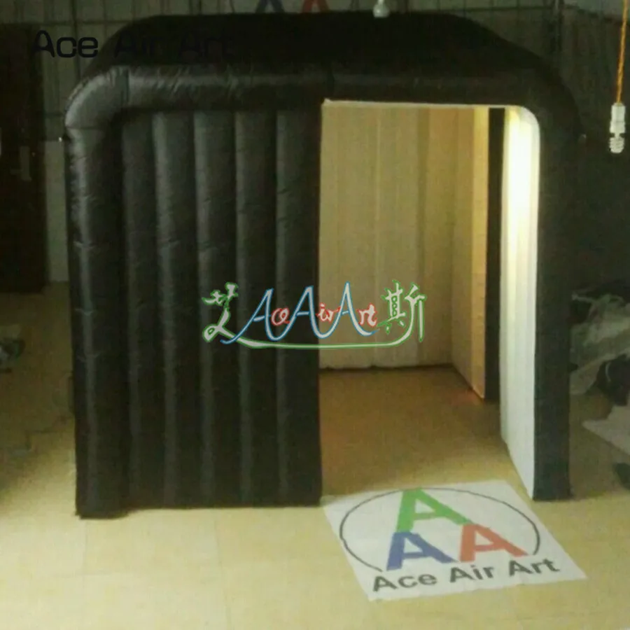  customized reusable black with white Inflatable photo booth backdrop for photography with LED color