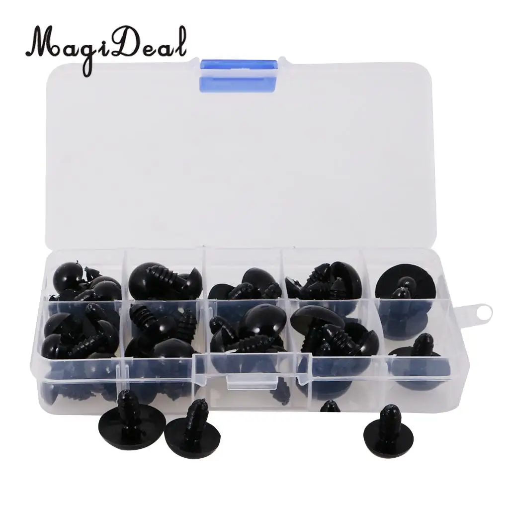 Hot Sale Black 12-20mm Plastic Safety Eyes with Washers for Teddy Bear Doll Dog Plush Animal DIY Craft Toy