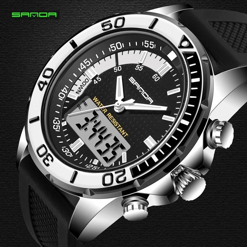 

Hot Fashion Men's Sports Watch Brand SANDA Waterproof LED Display Rubber Digital Watch Men's Watch Montre Femme 2017