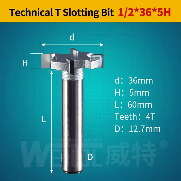 Weitol 1 шт. фреза Маршрутизатор промышленного класса T для обработки дерева Деревянный Para CNC резки древесины - Длина режущей кромки: 12.7-36-5H