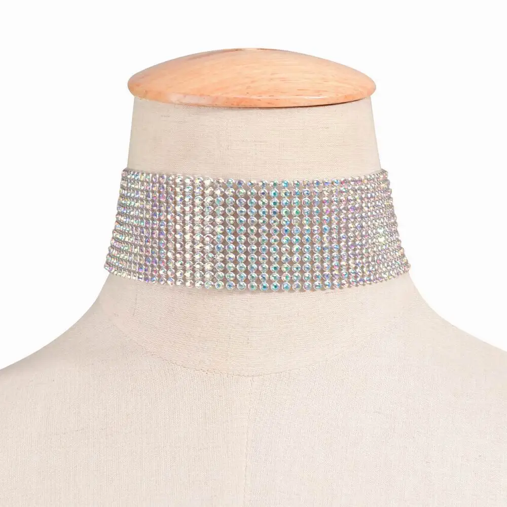 Hot Sales Fashion Wedding Party Prom Necklace Shine Rhinestone Crystal Choker Cord Elegant Collier YN077 | Украшения и аксессуары