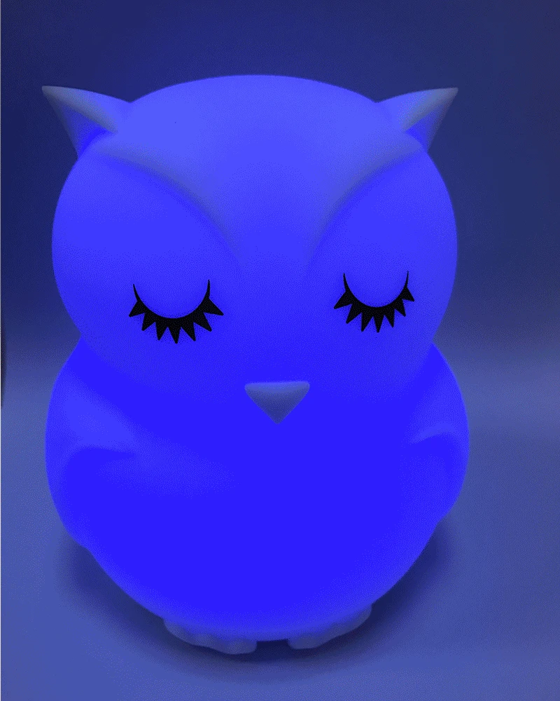 Cute owl cartoon colorful LED Lamp creative silicone night light children's toy lamp bedroom decoration USB charging light (2)