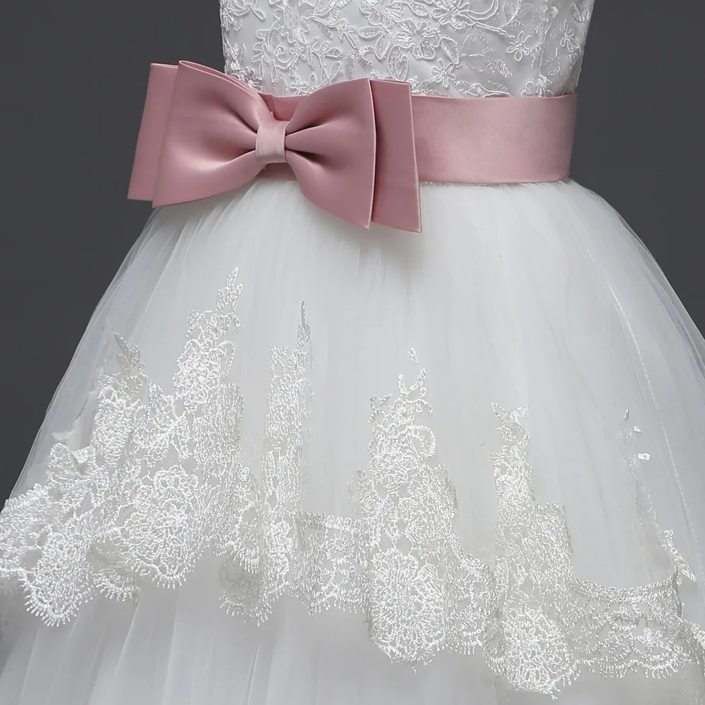 Tule/платья для девочек; Кружевное белое праздничное платье принцессы на свадьбу для подростков; детская вечерняя одежда; детское торжественное платье для торжеств для девочек
