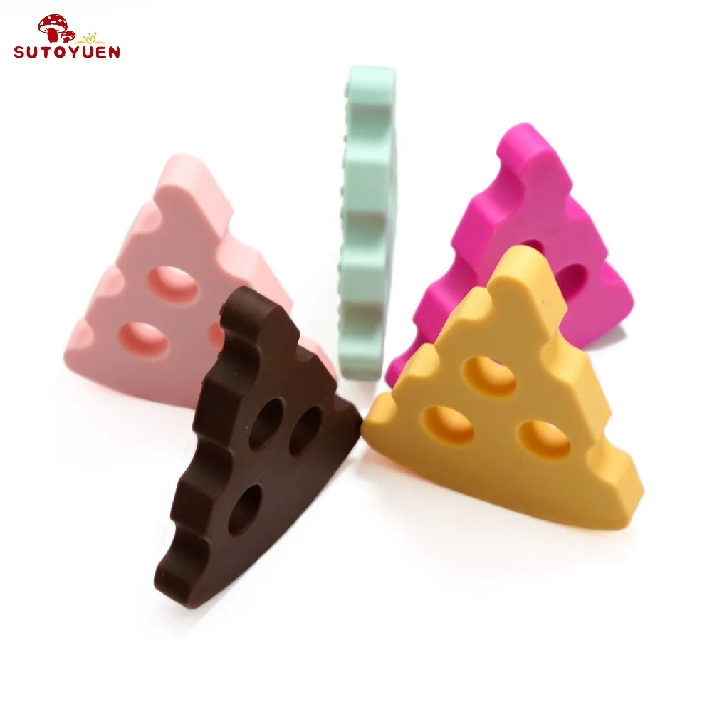 

Sutoyuen 5Pc BPA Free Cheese Silicone Charms Teether Beads Pendant Bracelets Necklace Teething Pacifier Toys for Jewerly Making
