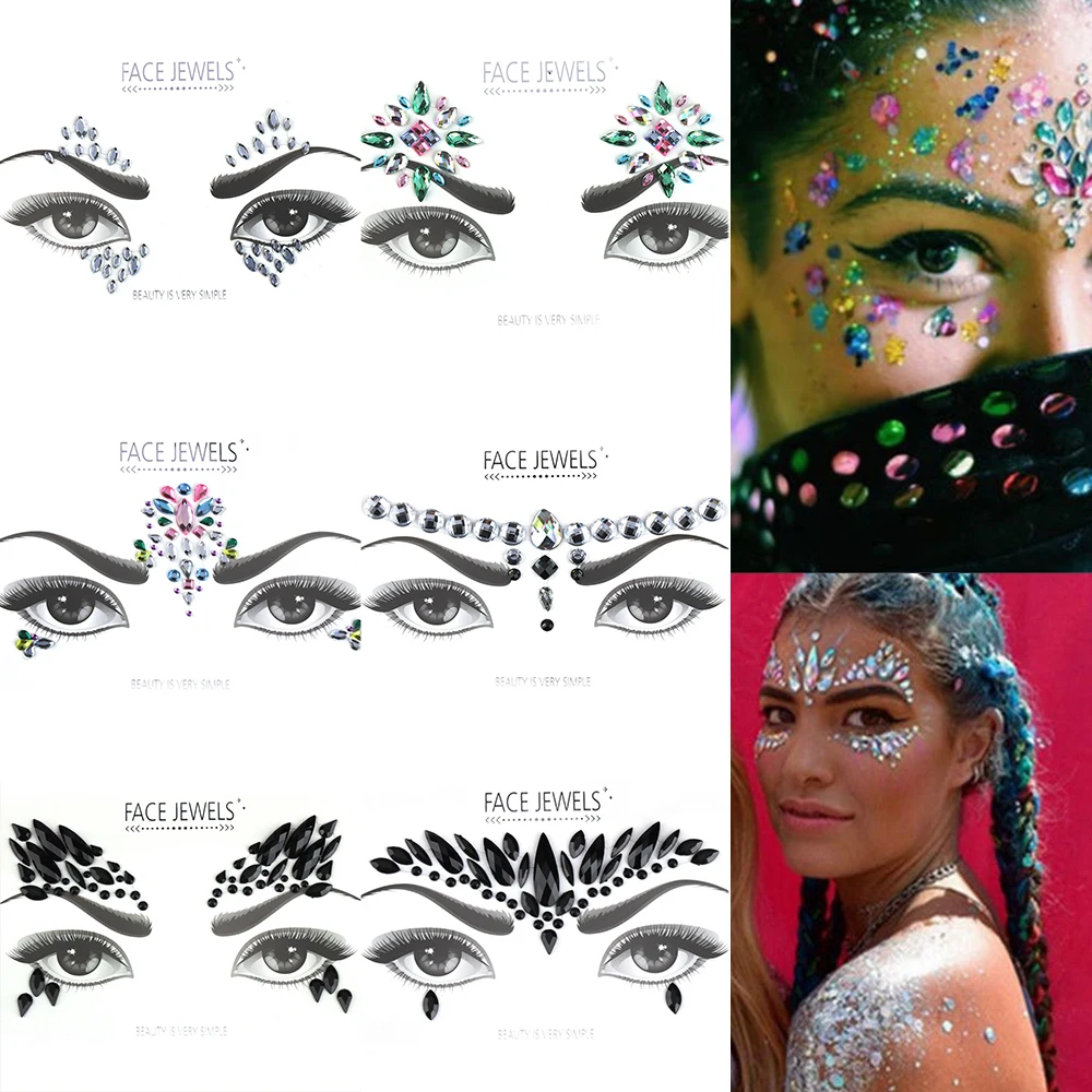 Face Jewels Adhesive Sticker Face Jewels Gems Temporary Tattoo Festival