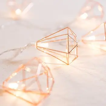 

DSstyles LED Rose Gold Geometric Hexagons String Light for Wedding Home Decor Warm White Light