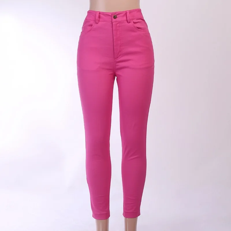 Женские джинсы с высокой талией, розовые джинсы для женщин, модные женские повседневные обтягивающие брюки, джинсы с эффектом пуш-ап, узкие брюки размера плюс