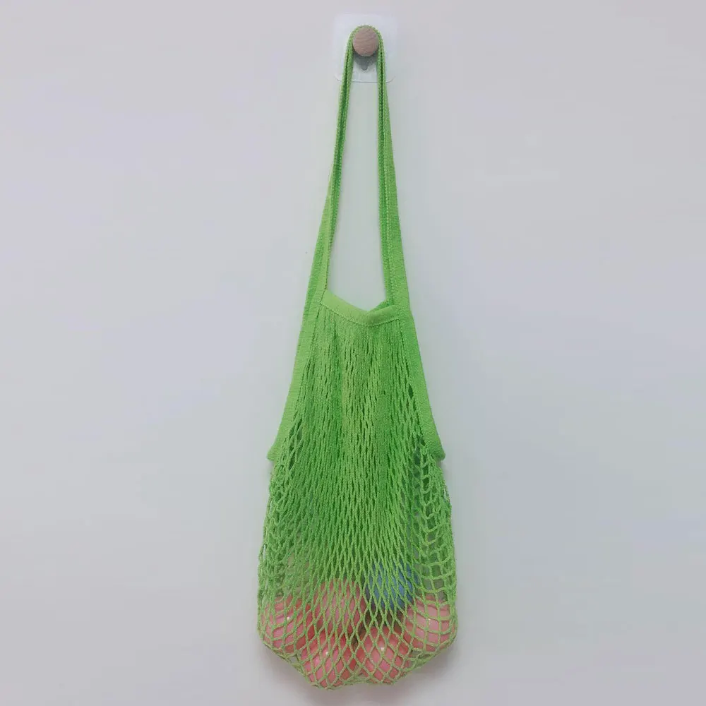 Экологичная многоразовая сумка для покупок, сумки для продуктов, тканая Сетчатая Сумка-органайзер, сумка из хлопка высокого качества - Цвет: Light Green