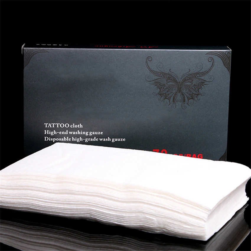 70Pcs New White Non Woven Fabric Tattoo Cleaning Supplies Wipes Papers