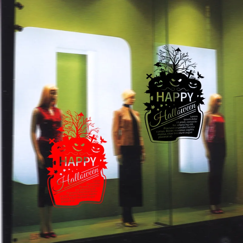 I GO Happy Halloween Pumpkin Face Wall Sticker Decal Window Home Decoration for Holiday | Дом и сад