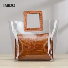 IMIDO/брендовые сумки из искусственной кожи, женские сумки-тоут, прозрачные сумки высокого качества, bolsa feminina de marca famosa HDG093