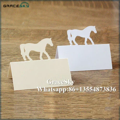 

50*Free Shipping Laser Cut Horse Design Paper Place Name Seat Wedding Table Card for Anniversary Party Invitation Table Decor.