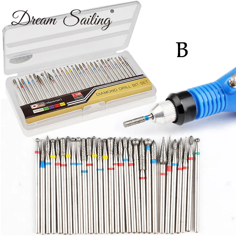 Günstig 30 stücke Nagel Bohrer Bit Carbide Bits Häutchen Reiniger Nail art Werkzeug Elektrische Maniküre Bohrer Maschine Spitzen Nagel Zubehör