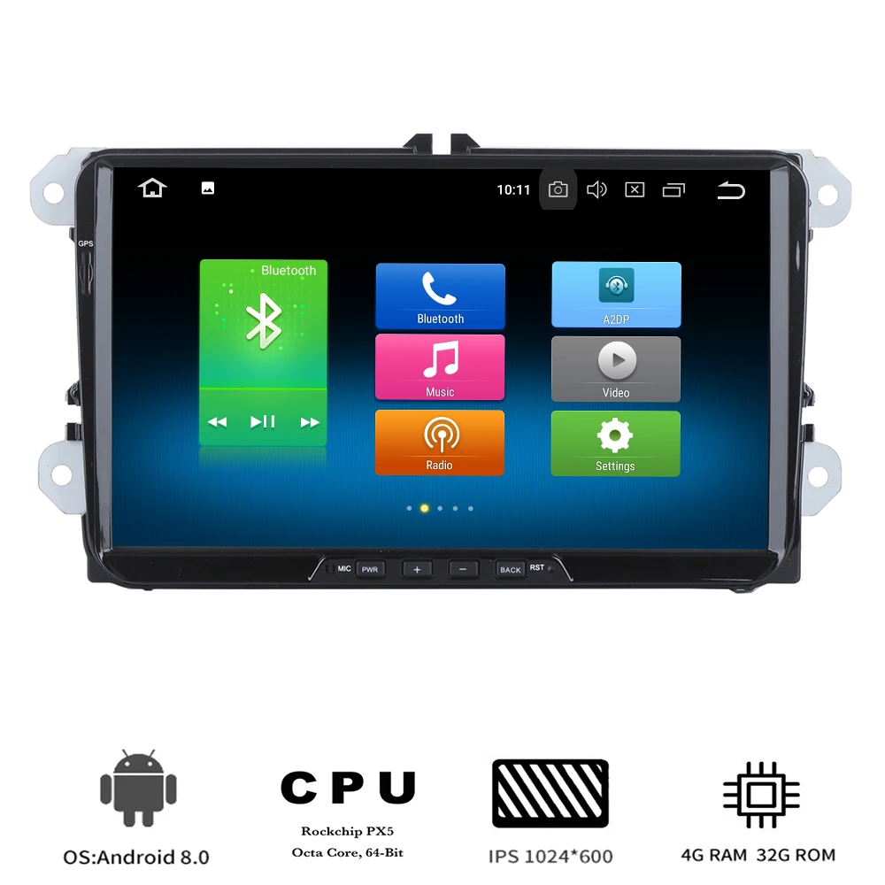 Автомобильный 1 din Android 8,0 мультимедийный плеер для VW Golf 5 6 Polo Passat gps с восьмиядерным процессором 4 Гб ОЗУ 32 Гб ПЗУ ips экран Встроенный gps