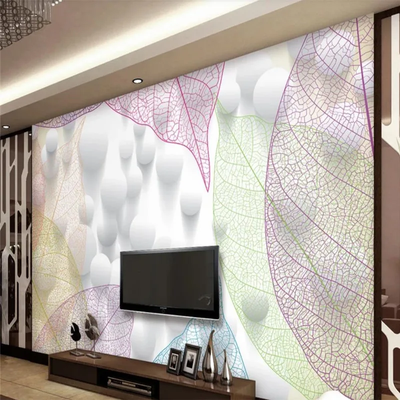 

Custom wallpaper tree leaf veins 3D mural sofa living room TV background wall home decoration art painting