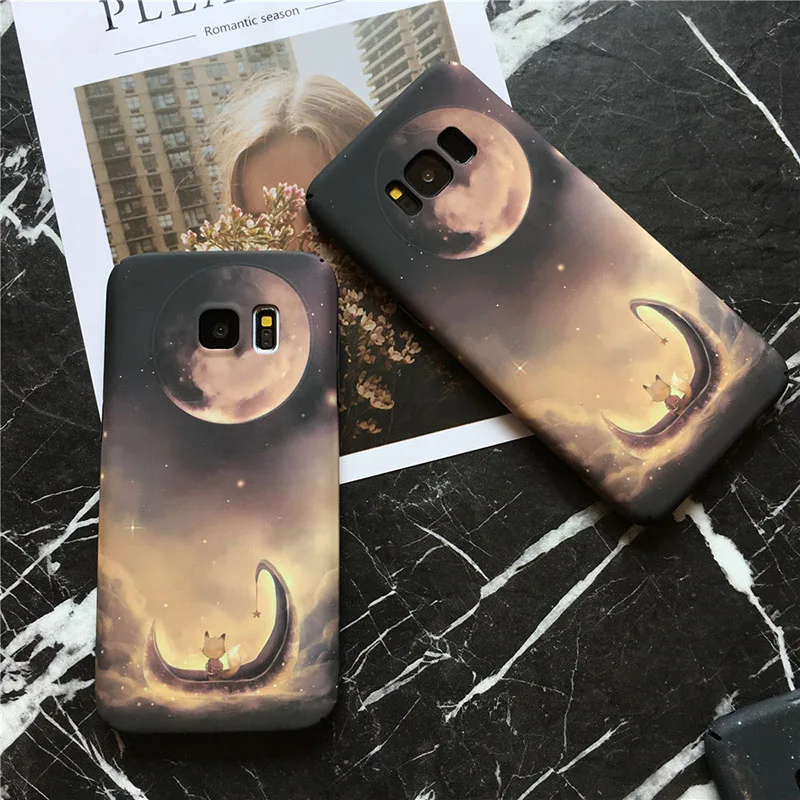YAMIZOO Luminous Case For Samsung Galaxy s7 s8 s9 Plus PC Case Moon On s8 Back Cover For Samsung s7 Edge Note 8 Phone Cases Hard