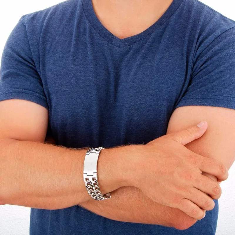 RIDE safety красивый браслет из нержавеющей стали с двойной кубинской цепочкой для