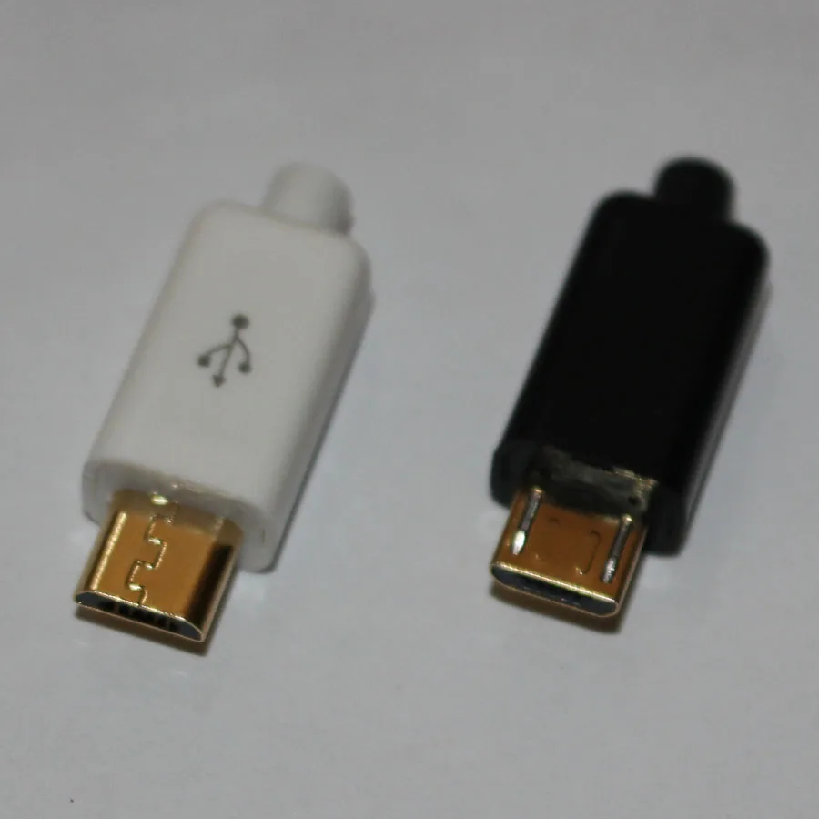10 комплектов DIY Micro USB Тип B папа 5 контактов четыре шт. в сборе разъем 4 1 черный